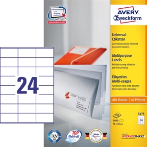 Avery ILC univerzális címke 70 x 36 mm, 2400 db.